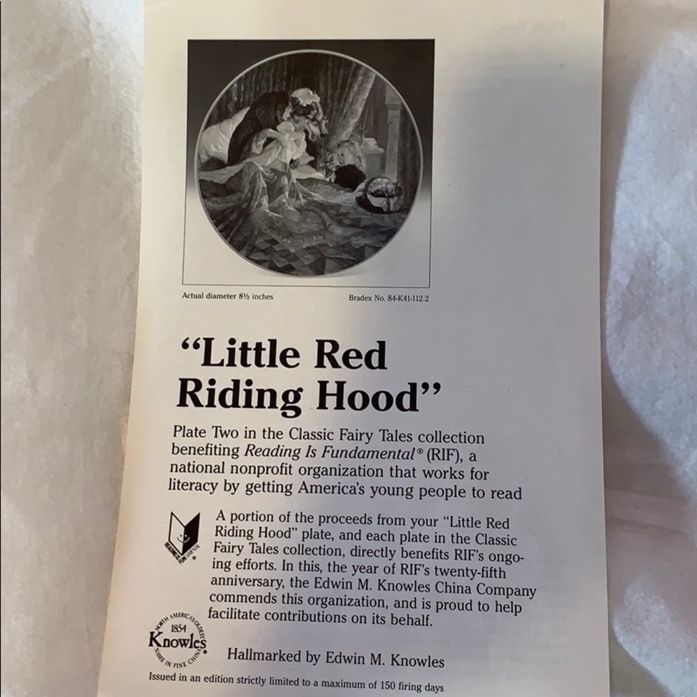 PLATE #2 Knowles Little Red Riding Hood Classic Fairy Tale Collector Plate NEW - Picture 6 of 8